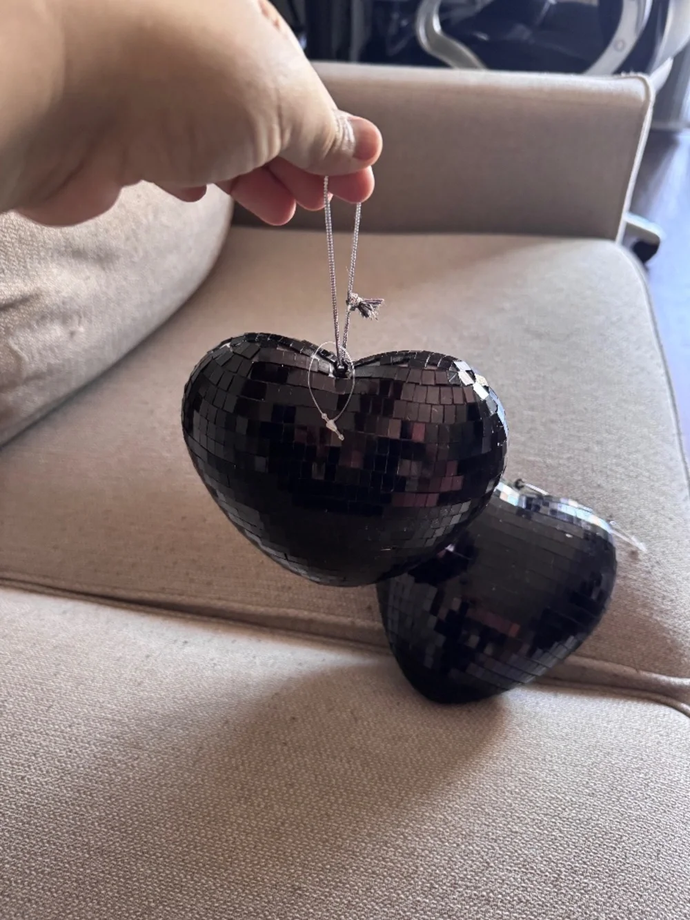 Two heart disco balls